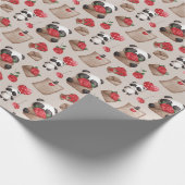 Cute Valentijnsdag Panda Beer Love Pattern Cadeaupapier (Hoek)