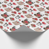 Cute Valentijnsdag Panda Beer Love Pattern Cadeaupapier (Hoek)