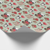 Cute Valentijnsdag Panda Beer Love Pattern Cadeaupapier (Hoek)