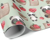 Cute Valentijnsdag Panda Beer Love Pattern Cadeaupapier (Rol Hoek)