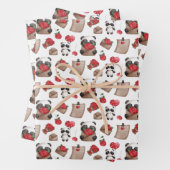 Cute Valentijnsdag Panda Beer Love Pattern Inpakpapier Vel (In situ)