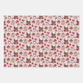 Cute Valentijnsdag Panda Beer Love Pattern Inpakpapier Vel (Voorkant 3)