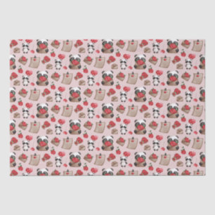 Cute Valentijnsdag Panda Beer Love Pattern Tissuepapier
