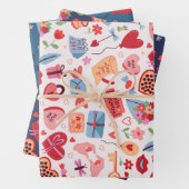 Cute Valentijnsdag Pattern Heart and Love Inpakpapier Vel (In situ)