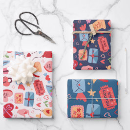 Cute Valentijnsdag Pattern Heart and Love Inpakpapier Vel