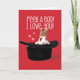 Cute Valentijnsdag Peek-A-Boo Ik hou van je Bunny Feestdagen Kaart