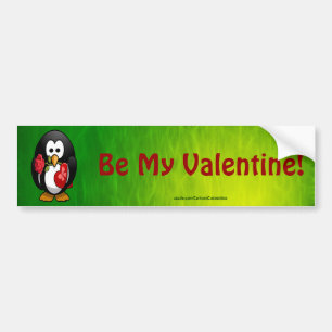 Cute Valentijnsdag Penguin Funny Cartoon Bumpersticker