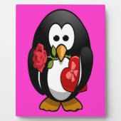 Cute Valentijnsdag Penguin Funny Cartoon Fotoplaat (Voorkant)