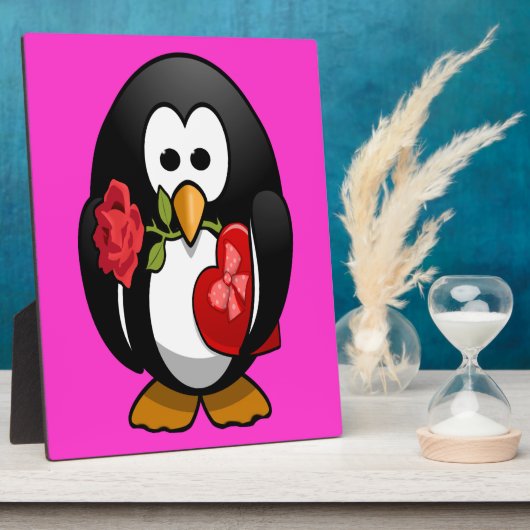 Cute Valentijnsdag Penguin Funny Cartoon Fotoplaat (Zijkant)