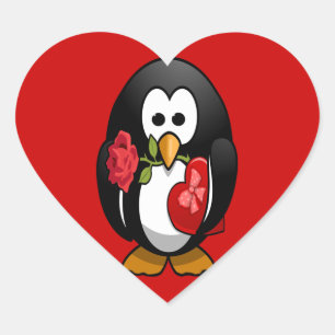 Cute Valentijnsdag Penguin Funny Cartoon Hart Sticker