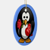 Cute Valentijnsdag Penguin Funny Cartoon Keramisch Ornament (Rechts)