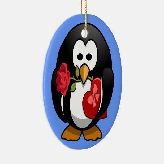 Cute Valentijnsdag Penguin Funny Cartoon Keramisch Ornament (Rechts)