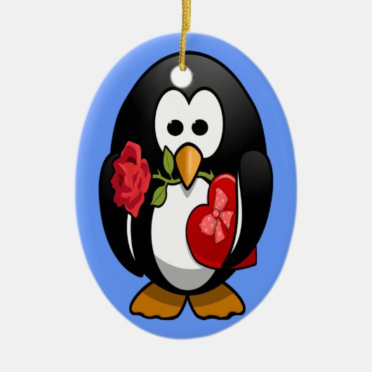 Cute Valentijnsdag Penguin Funny Cartoon Keramisch Ornament (Voorkant)