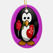 Cute Valentijnsdag Penguin Funny Cartoon Keramisch Ornament (Achterkant)