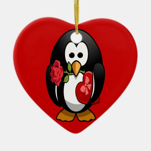 Cute Valentijnsdag Penguin Funny Cartoon Keramisch Ornament (Voorkant)