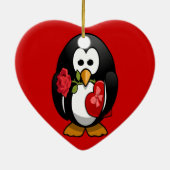 Cute Valentijnsdag Penguin Funny Cartoon Keramisch Ornament (Achterkant)