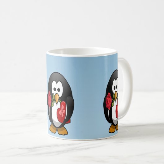 Cute Valentijnsdag Penguin Funny Cartoon Koffiemok (Voorkant rechts)