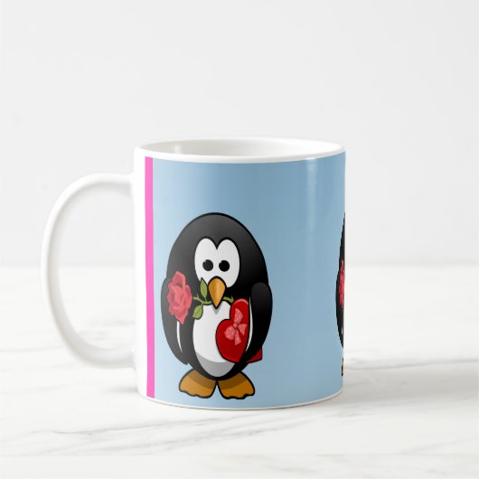 Cute Valentijnsdag Penguin Funny Cartoon Koffiemok (Links)