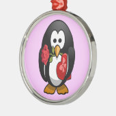 Cute Valentijnsdag Penguin Funny Cartoon Metalen Ornament (Links)
