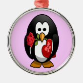 Cute Valentijnsdag Penguin Funny Cartoon Metalen Ornament (Voorkant)