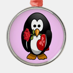 Cute Valentijnsdag Penguin Funny Cartoon Metalen Ornament