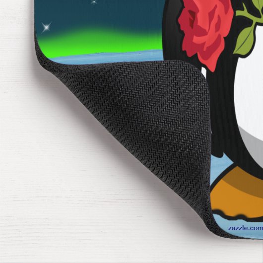 Cute Valentijnsdag Penguin Funny Cartoon Muismat (Hoek)