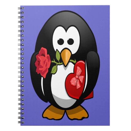 Cute Valentijnsdag Penguin Funny Cartoon Notitieboek (Voorkant)