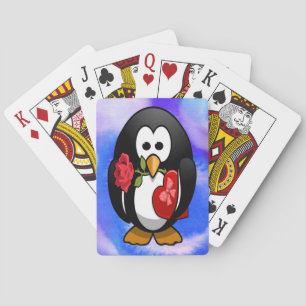 Cute Valentijnsdag Penguin Funny Cartoon Pokerkaarten