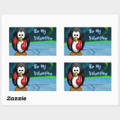 Cute Valentijnsdag Penguin Funny Cartoon Rechthoekige Sticker (Vel)