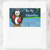Cute Valentijnsdag Penguin Funny Cartoon Rechthoekige Sticker (Tas)