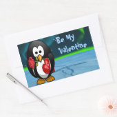 Cute Valentijnsdag Penguin Funny Cartoon Rechthoekige Sticker (Envelop)