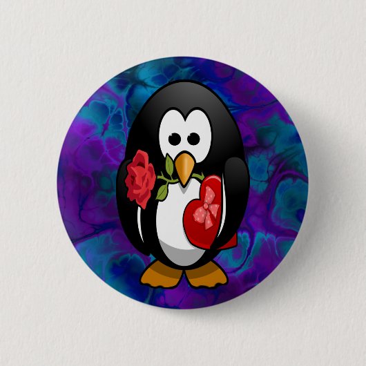 Cute Valentijnsdag Penguin Funny Cartoon Ronde Button 5,7 Cm (Voorkant)