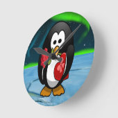 Cute Valentijnsdag Penguin Funny Cartoon Ronde Klok (Hoek)