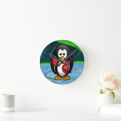 Cute Valentijnsdag Penguin Funny Cartoon Ronde Klok (Huis)