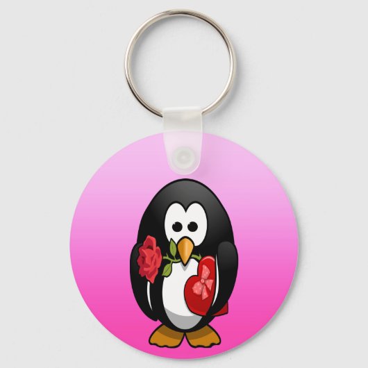 Cute Valentijnsdag Penguin Funny Cartoon Sleutelhanger (Voorkant)
