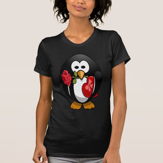 Cute Valentijnsdag Penguin Funny Cartoon T-shirt (Voorkant)