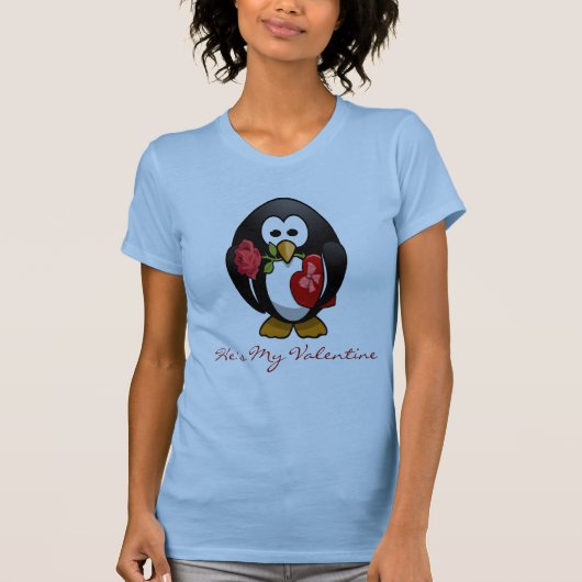 Cute Valentijnsdag Penguin Funny Cartoon T-shirt (Voorkant)
