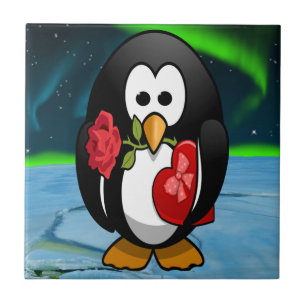 Cute Valentijnsdag Penguin Funny Cartoon Tegeltje