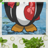 Cute Valentijnsdag Penguin Funny Cartoon Theedoek (Gevouwen)
