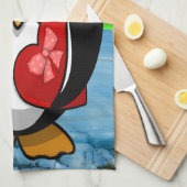 Cute Valentijnsdag Penguin Funny Cartoon Theedoek (Quarter Fold)