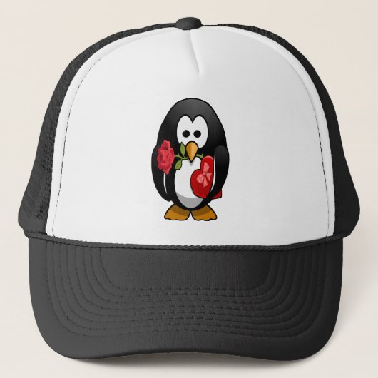 Cute Valentijnsdag Penguin Funny Cartoon Trucker Pet (Voorkant)