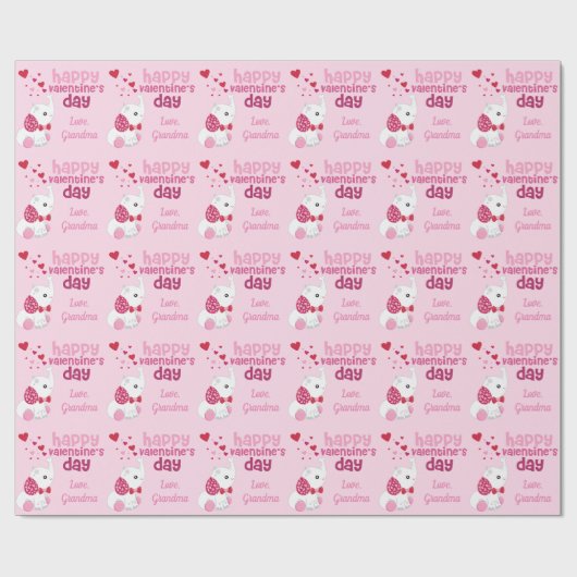 Cute Valentijnsdag Personalized Pink Elephant Cadeaupapier (Vlak)