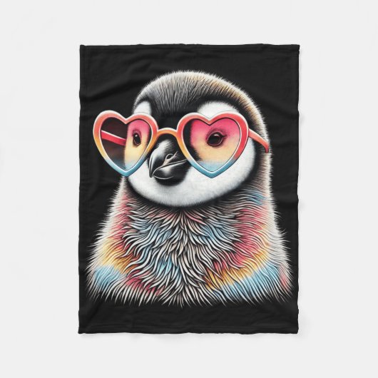Cute Valentijnsdag Pinguïn Hart Singles Jongens Fleece Deken (Voorkant)