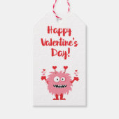 Cute Valentijnsdag Pink Cartoon Monster Cadeaulabel (Voorkant)
