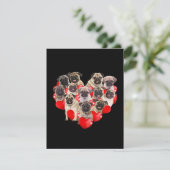 Cute Valentijnsdag Pug Dog Heart Puppy Bedankkaart (Staand voorkant)
