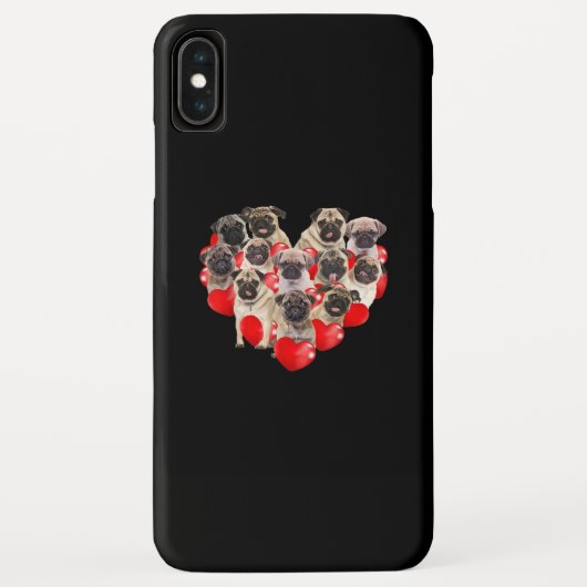 Cute Valentijnsdag Pug Dog Heart Puppy Case-Mate iPhone Case (Achterkant)