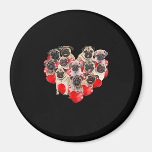 Cute Valentijnsdag Pug Dog Heart Puppy Magneet