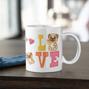 Cute Valentijnsdag Pug Hondenras Liefhebber Cadeau Koffiemok