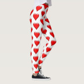 Cute Valentijnsdag Red Pattern Harts on White Leggings (Rechts)