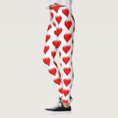 Cute Valentijnsdag Red Pattern Harts on White Leggings (Links)